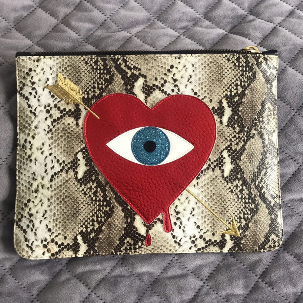 Snakeskin evil eye clutch